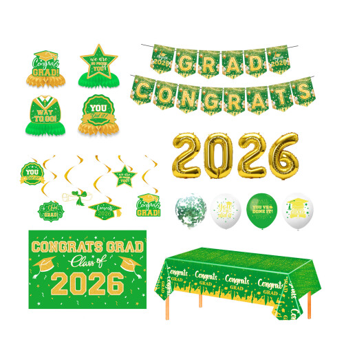 Easy Setups 2026 Graduation Decors With Matching-Green