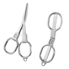 2Pcs Portable Folding Sewing Scissors Stainless Steel-Silver