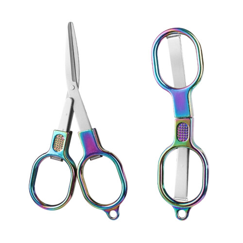 2Pcs Folding Stainless Steel Scissors For Fabric Cutting-color