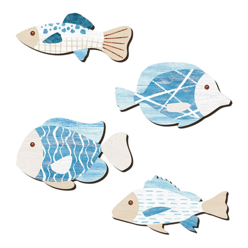 Décorations murales en bois de poisson, décorations murales en-3