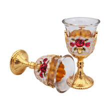 Verres à pied en verre transparent avec motif de fleurs-carthame