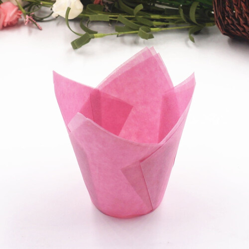 50 rosa tulpenförmige Cupcake-Förmchen 1