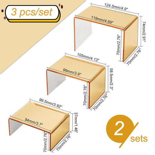 Set van 6 gouden acryl displayverhogers – 3 maten 1
