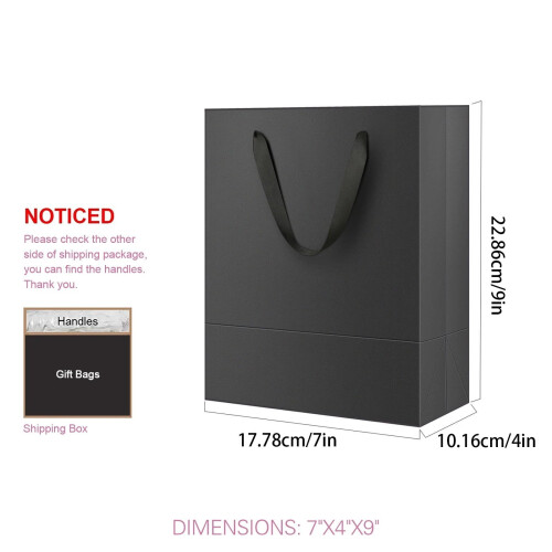 Sacolas de Papel Preto Fosco para Presente 7x4x9 polegadas – Pacote com 12 2