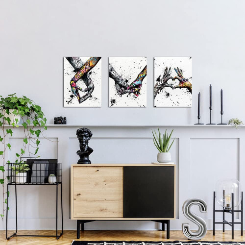 3-częściowy obraz ścienny na płótnie graffiti, 12x16 cali 1