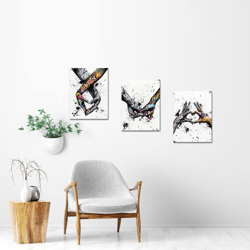 3-częściowy obraz ścienny na płótnie graffiti, 12x16 cali 2