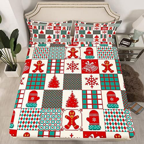 Kinder-Bettwäscheset (Einzelbett) mit Lebkuchen-Schneeflocken-Design 2