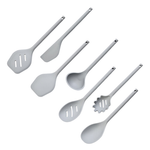 Kitchen Silicone Spoon And Spatula Set Cookware For-Gray