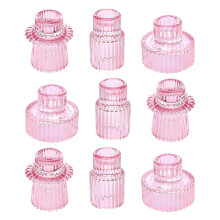 Helderglazen kandelaarhouders Heldere conische kandelaars-roze
