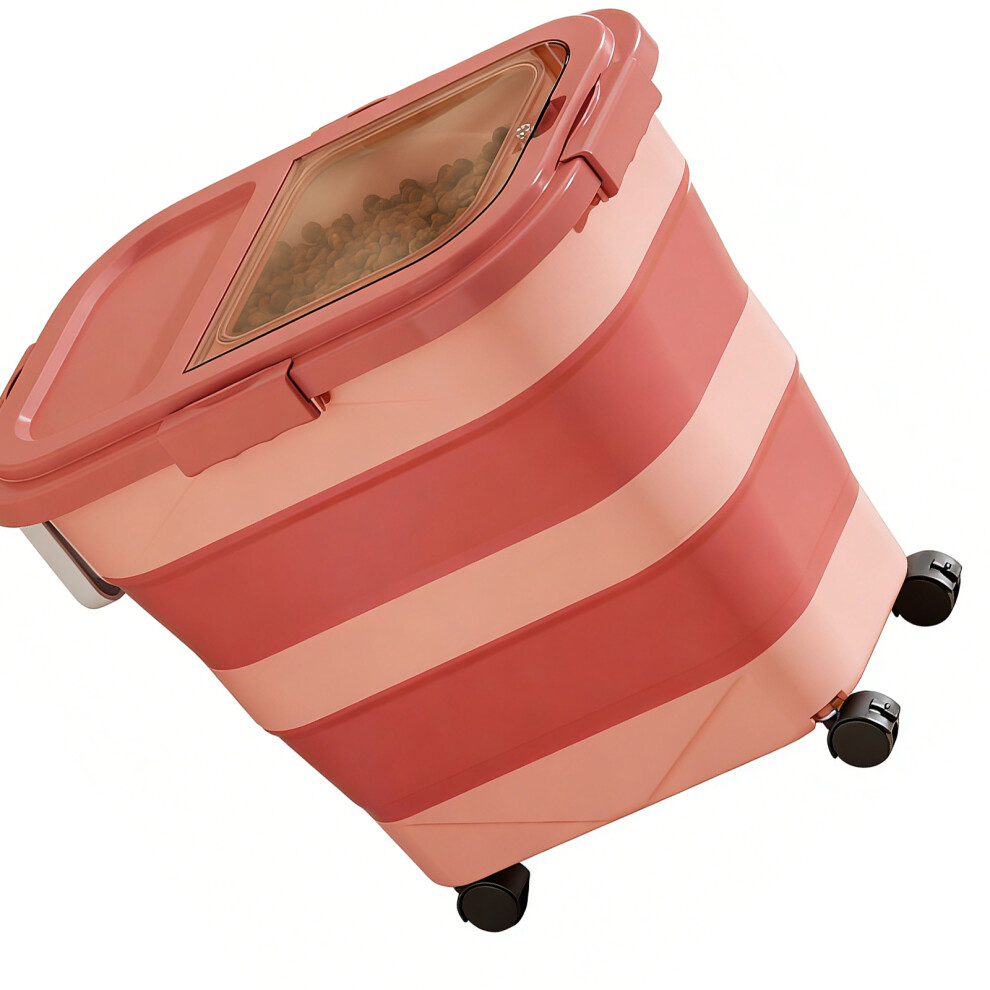 18Kg Capacity Mobile Rice Container With Moisture Security-Pink 7695000996755