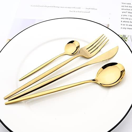 Mirror Gold Flatware Set 18/0 Stainless Steel 24-Piece 2