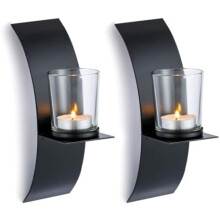 Sconce Coinneal Balla Miotail Dhubh le Cupán Gloine