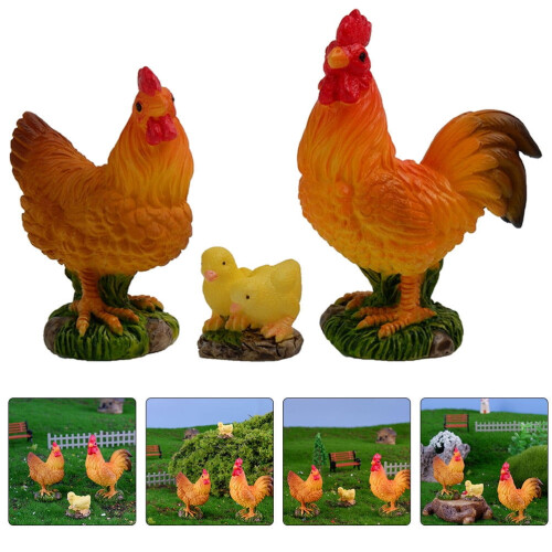 Mini statuetta di pollo in resina, 5,8 cm