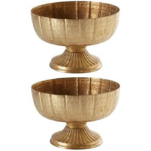 Conjunto de 2 Compoteiras Douradas Envelhecidas, 20 cm de Largura