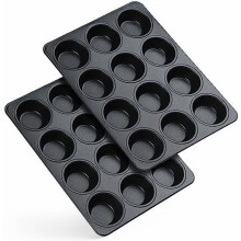 Set di 2 stampi per muffin in acciaio inox da 12 tazze