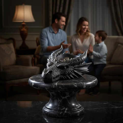 Artistic 3D Printed Gothic Dragon Candle Stand with-Black 2