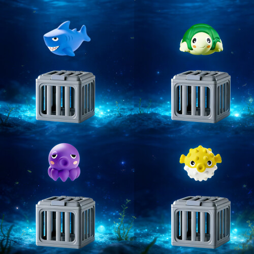 Interactive Pool Diving Cage Animal Toy Set For Kids-octopusaaa 1