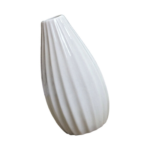 Elegant Ceramic Vases With Textured Design For Flower-White
