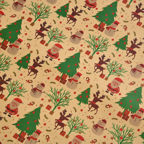 Julklappspapper Kraft för barn 50x70cm 3 rullar 1