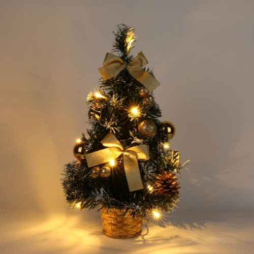 Mini Christmas Tree 16 Inch Pre-lit Yellow Lights 2