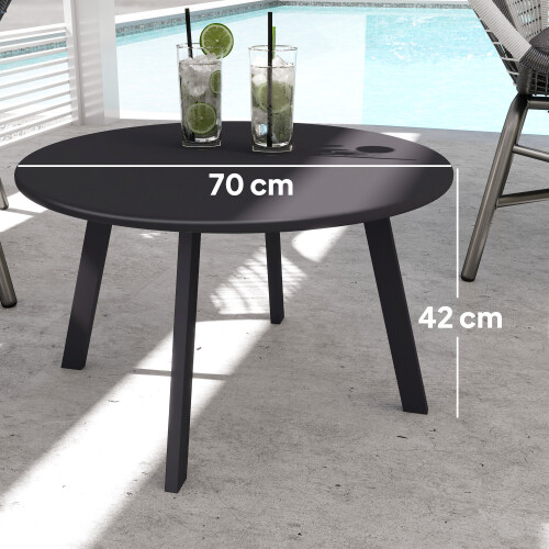 Outsunny Mesa de Café Negro 70 x 70 x 42 cm 2