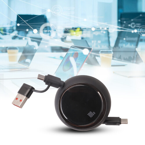 95 cm langes, teleskopierbares USB-Typ-C-auf-Typ-C-Kabel für 1