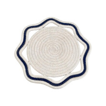 Napperon octogonal décoratif, tapis de-blanc bleu foncé 18cm