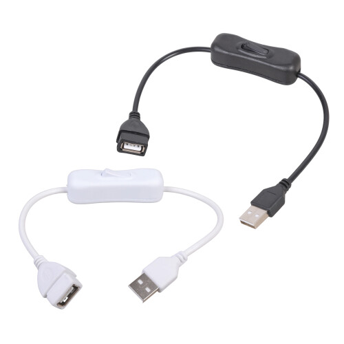 2 stuks USB A schakelbaar netsnoer USB-verlenging Inline-Zwart 1