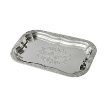 Metalen dienblad roestvrijstalen bloemen-Zilver Klein