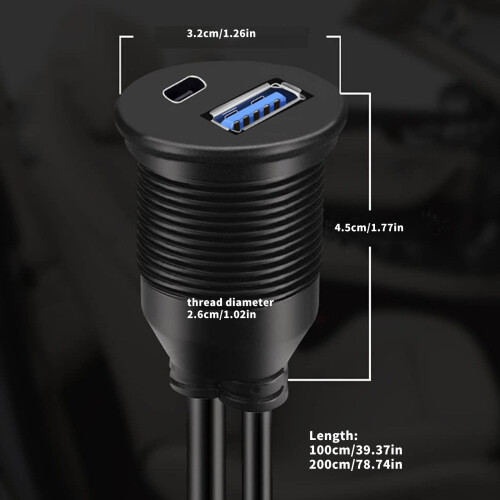 Câble d'extension USB3.0 Type C Compatible pour tableaux de-1m 2