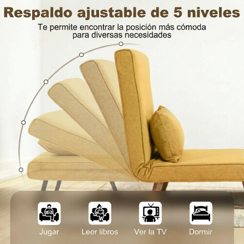 Homcom Sofá Cama Individual Amarillo 72 x 75 x 85 cm 2