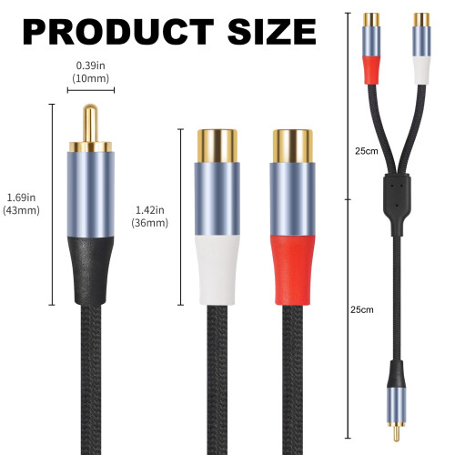 2RCA to 1Pin Sound Cable Splitter Connector Replacement for 2