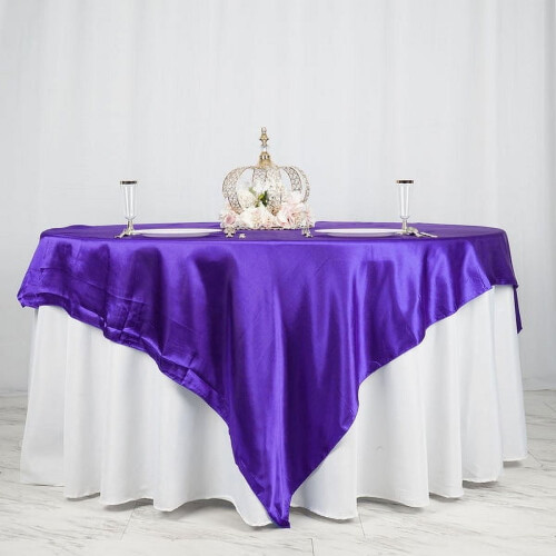 Toalha de mesa quadrada de cetim roxo 90x90 polegadas 1