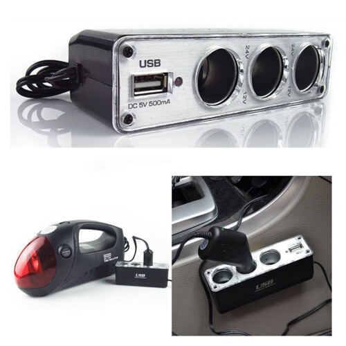 12V/24V Vehicle Power Splitter Adapters with 3 Cigarettes 1