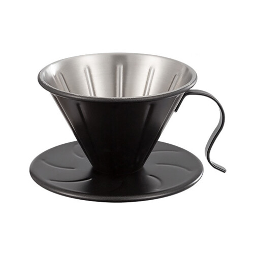 V-formet kaffefilter i rustfrit stål med spiralribber