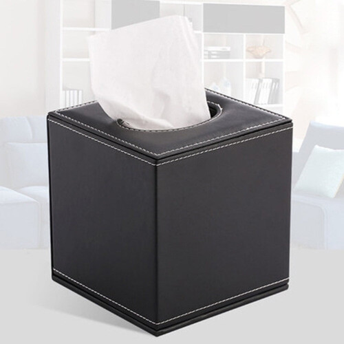 Porte-mouchoirs en cuir PU noir