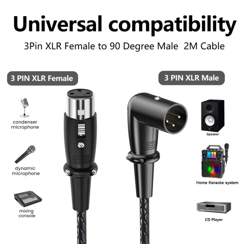 3Pin Male to Female Microphone Coupler Extender-2m double elbow 2