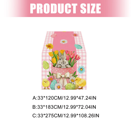 Linen Table Cover Easter Celebration Decors Colorful-33x275cm 4 1