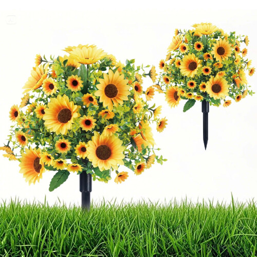 Arbusto topiário artificial de girassol de 56 cm (22 polegadas) para uso interno e externo. 1