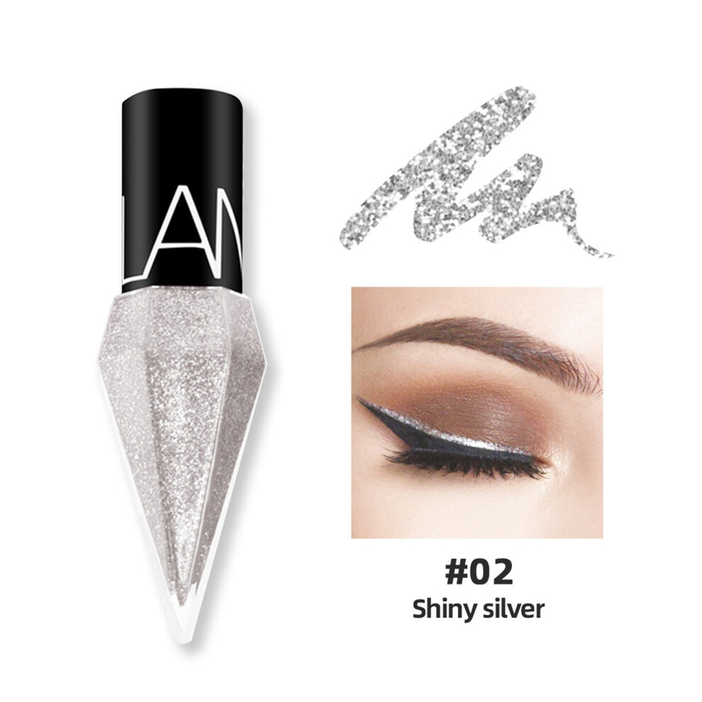 (B) 2.5ml GLITTERING DIAMOND LIQUID EYELINER,Diamond Glitter Powder Color Liquid Eyeliner 5 Color Long Lasting No Bl-ooming