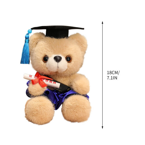 PhD Graduation Teddy Bear 7.1 Inch Plush with Cap 2