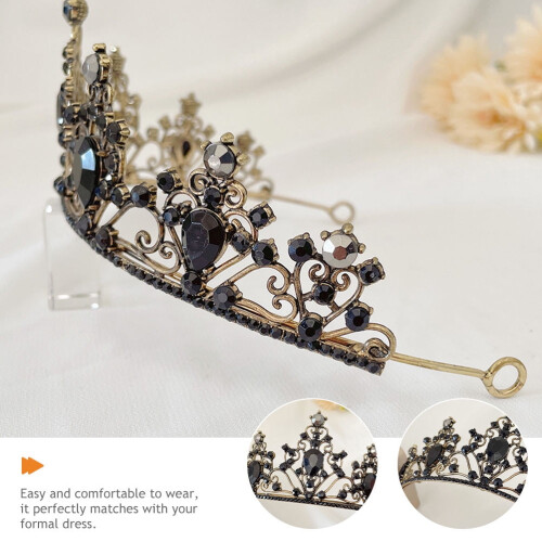 Black Rhinestone Tiara Crown Headband 1