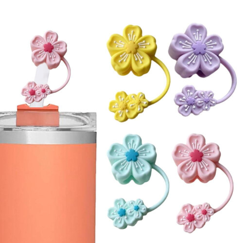Silikon sugrörstoppare med blomma för 10 mm sugrör 2