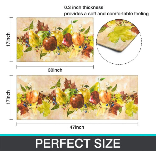 Vintage Fruit Kitchen Rugs Set of 2 2
