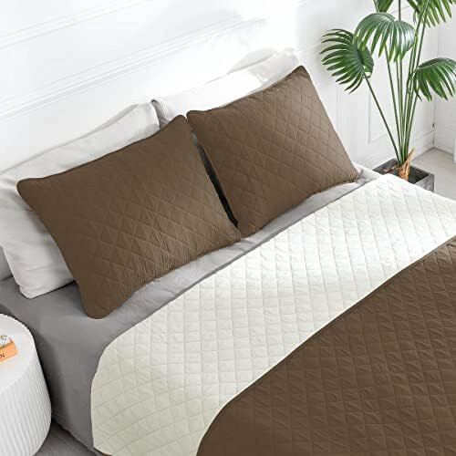 Ensemble de courtepointe réversible pour lit double/queen avec 2 taies d'oreiller 1