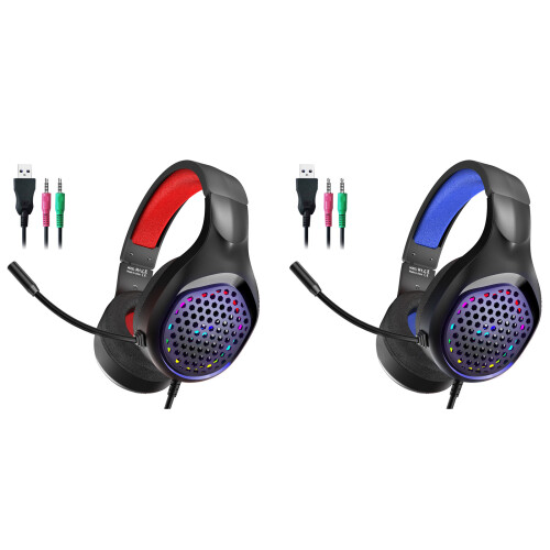 Gaming Headset with Noise Canceling Microphone Surround-Red 1