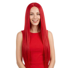 Heat Friendly Synthetic Long Wigs No Bangs And Elastic-F