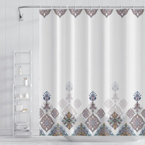 Boho badeforhæng polyester 72x84 tommer blomsterprintet paisleymønster 1
