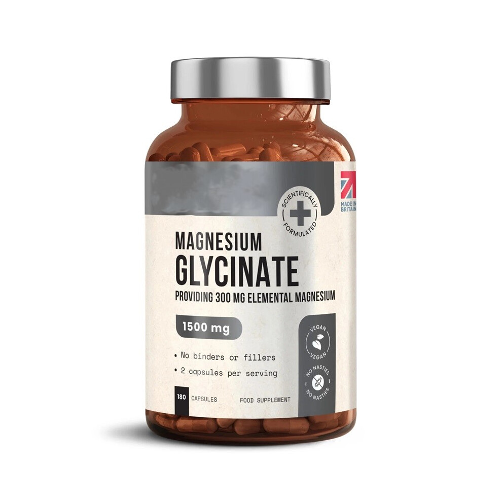 Magnesium Glycinate - 180 x High Strength Capsules 1500mg- No Binders or Fillers