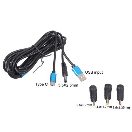 Triple Adapters Charging Cable USB To Type C 5.5x2.5mm For-2m 1